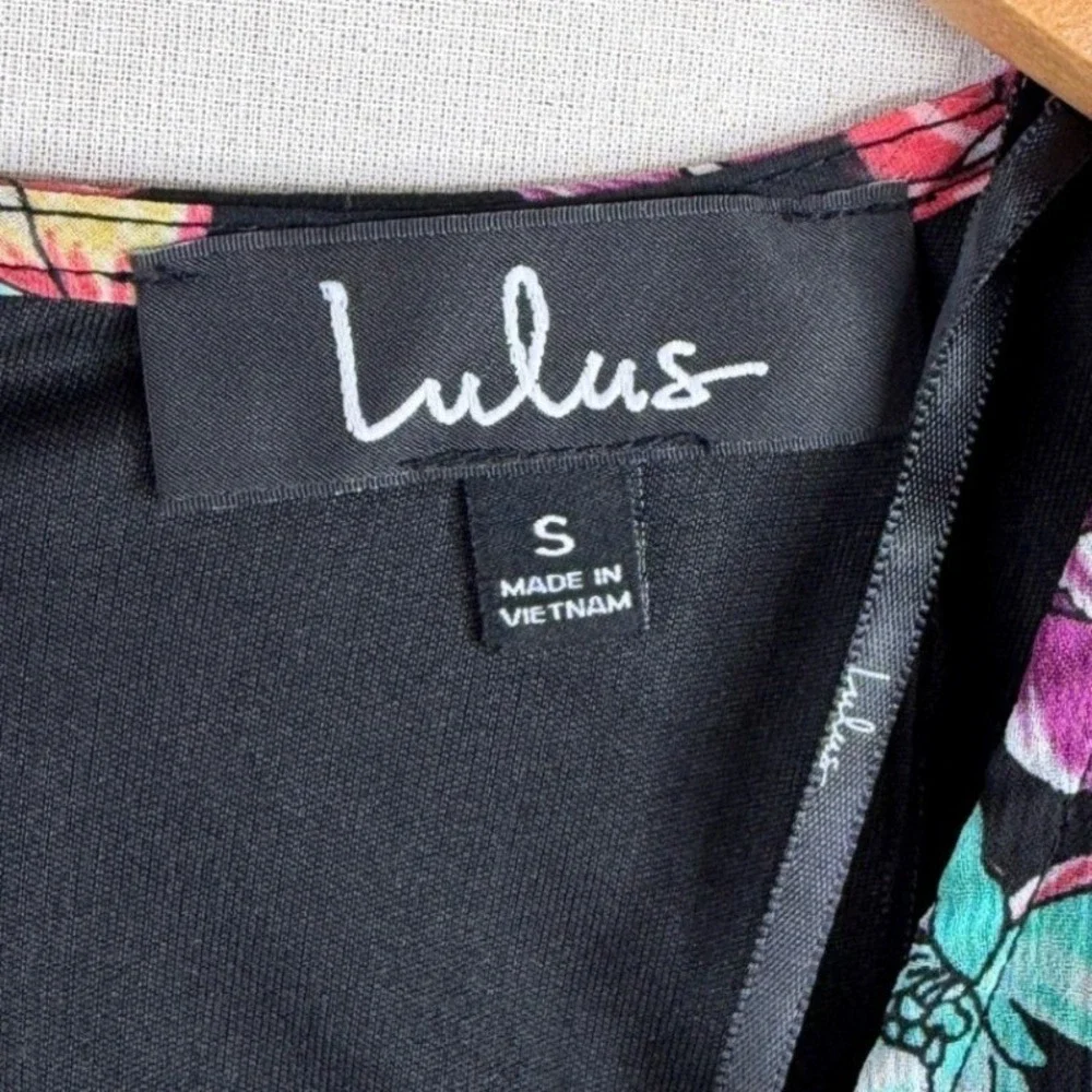 Lulus Foral Print Fond Feelings Mini Dress size‎ Small Black/Multi color_2